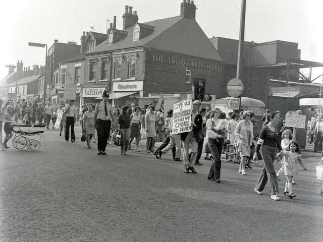 Ripley needs a bypass protest. seen on High Street Ripley, August 1973.