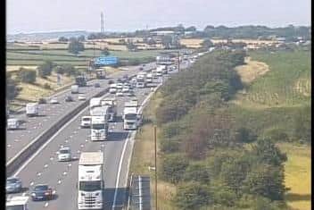A vehicle broke down on the M1 Southbound near to Chesterfield earlier today. Credit: Highways England.