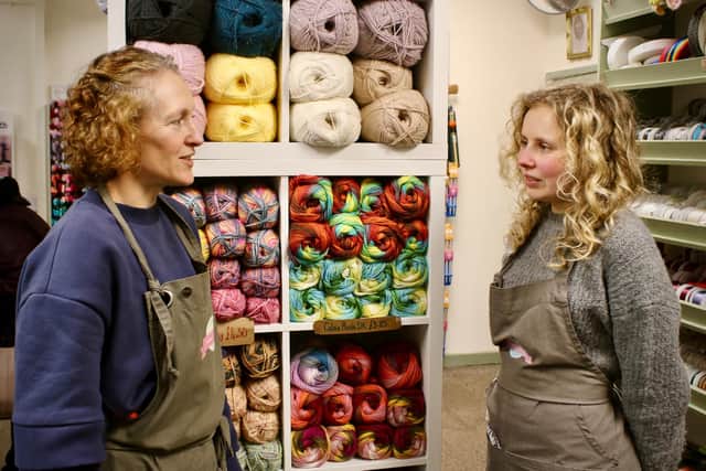 Emily Lord and shop assistant Emily Sutton at Fred's Haberdashery