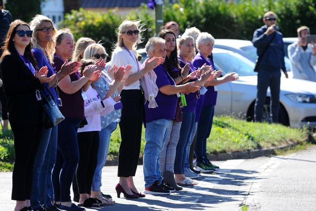 Mourners lined the streets of Leigh Park to say goodbye to Louise. Picture: Sarah Standing (100720-5541)