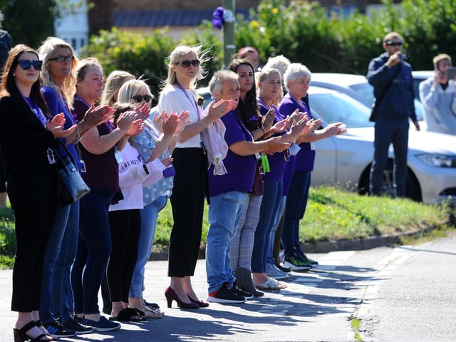 Mourners lined the streets of Leigh Park to say goodbye to Louise. Picture: Sarah Standing (100720-5541)