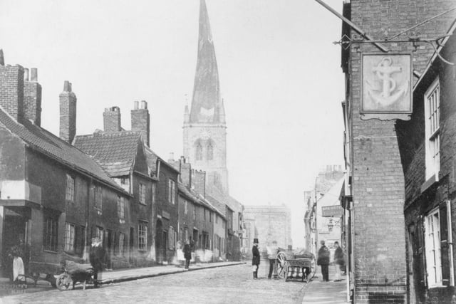 Chesterfield's iconic Crooked Spire, pictured back in 1874.