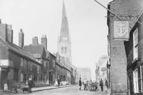 Chesterfield's iconic Crooked Spire, pictured back in 1874.