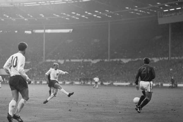 Bobby Charlton's second goal against Portugal which sent England into the World Cup final in 1966 (photo: Central Press/Hulton Archive/Getty Images).