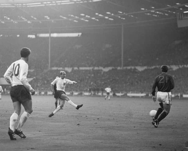 Bobby Charlton's second goal against Portugal which sent England into the World Cup final in 1966 (photo: Central Press/Hulton Archive/Getty Images).