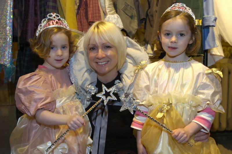 Chatsworth Christmas in 2009. PR Assistant Kay Rotchford in costume with Lily and Lottie Doxey