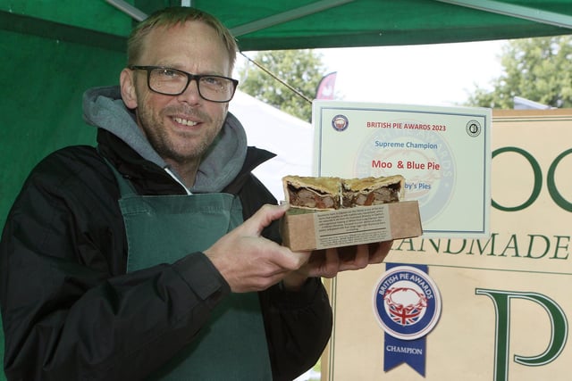 Jon Freestone of award winning pie makers Brockleby's had flown in from the Spanish heatwave and was feeling the cold