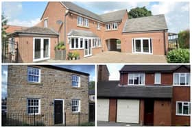 Houses in Palterton, Pilsley and Brampton, pictured clockwise from top, are up for rent.