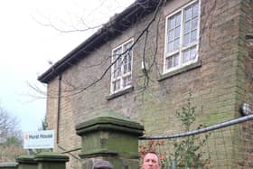 Howard Borrell and Frank Gorman of the Civic Society outside Hurst House. 
Image: Chesterfield and District Civic Society