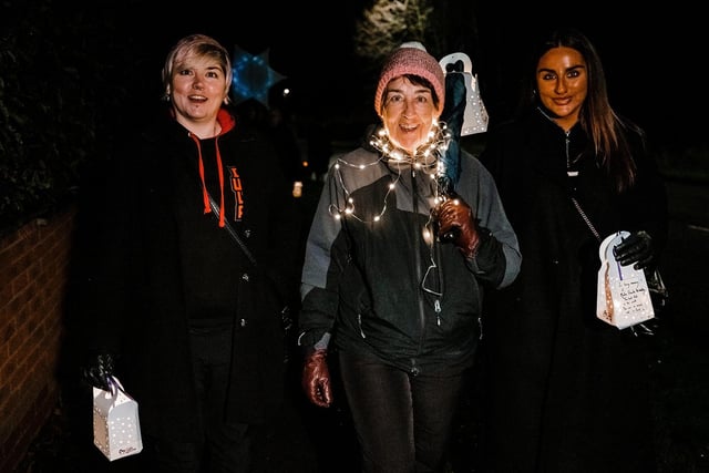Around 350 supporters joined the 1.2-mile procession as they lit up the streets of Chesterfield with special lanterns personalised in tribute to their family and friends. It brought walkers to the hospice’s site at Old Brampton, where they were then joined by more supporters who attended the ceremony.