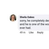 Sheila Oakes has apologised for posting this comment on Facebook