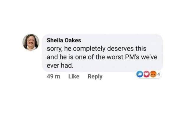 Sheila Oakes has apologised for posting this comment on Facebook