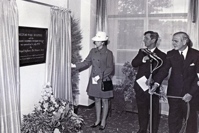 Princess Ann officially opening Sheffield’s Weston Park Hospital in 1970.