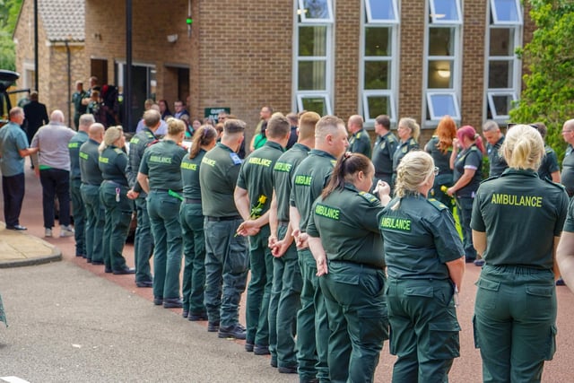 The ambulance service provided a full guard of honour to commemorate their collegue.