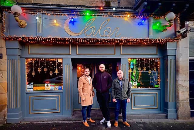Left to right: Luke Taylor (licence holder), Mike Houghton (director of Tri-Point Security) and John Taylor (designated premises supervisor) stood outside Bulan nightclub in Dale Road, Matlock.