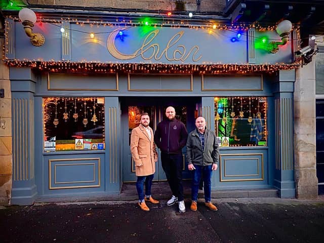 Left to right: Luke Taylor (licence holder), Mike Houghton (director of Tri-Point Security) and John Taylor (designated premises supervisor) stood outside Bulan nightclub in Dale Road, Matlock.