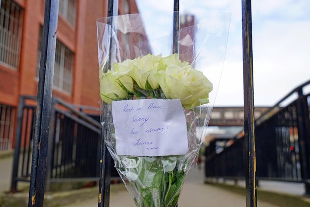A note left with the flowers at the Coach Station, in tribute to the man who died on Friday
