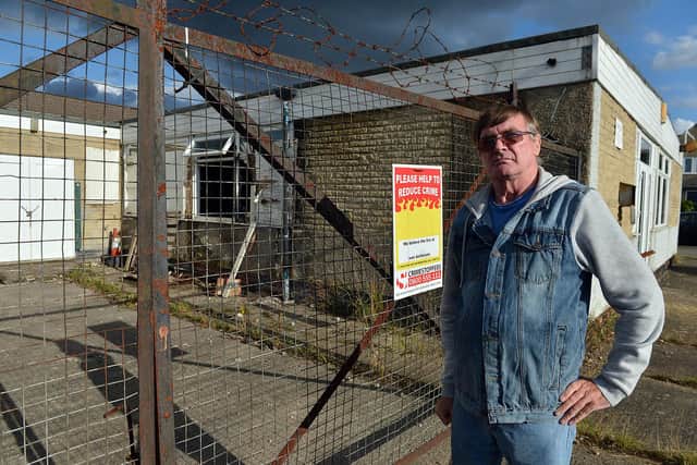 Coun Mick Bagshaw at the vandalised former BRSA Club in Hollingwood.