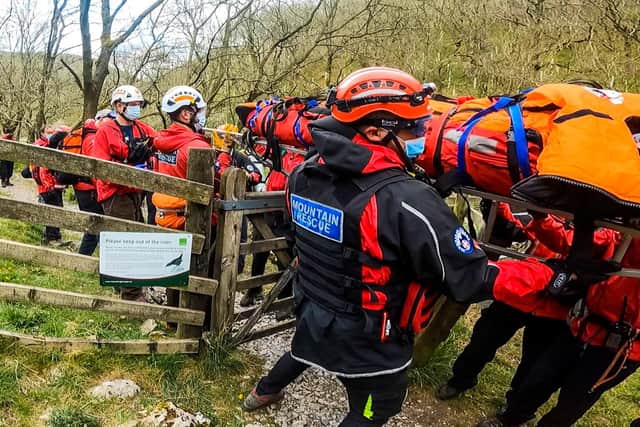 Mountain rescuers and an air ambulance were called to Haddon Grove yesterday after a walker tripped and injured their hip. Credit: Buxton Mountain Rescue.