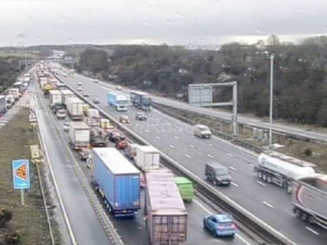 Two lanes are closed on M1 Southbound between J31 A57 Worksop Road (Sheffield / Worksop) and Woodall Services.