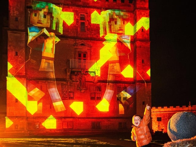 Bolsover Castle was illuminated by immersive light shows, much to the delight of this little boy (photo: Lamar Francois)