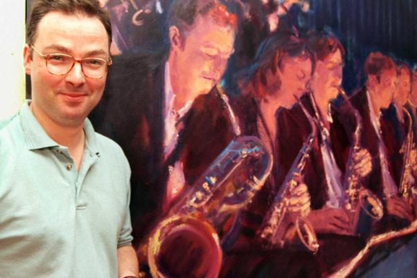 On August 5, 1998, a Doncaster artist painted this piece to celebrate 25 years of the Doncaster Youth Jazz Orchestra. (Painter: Neil McGregor).