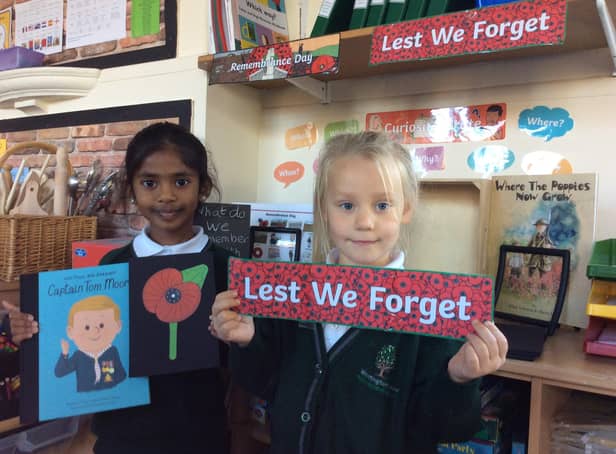 Pupils at Whittington Moor Nursery and Infant Academy have remembered our fallen heroes and learnt about British values with an assembly on Captain Sir Tom Moore