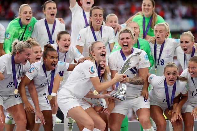 Chesterfield's own Millie Bright and her fellow England heroes called on the Government to ensure every child gets adequate school sports provision. (Photo by Naomi Baker/Getty Images)