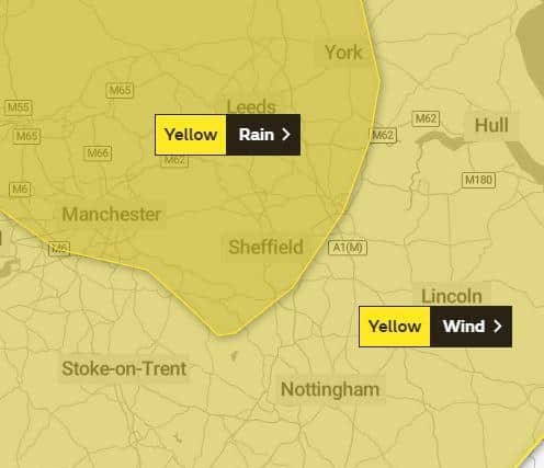 There are wind and rain weather warnings in place for Sheffield today.