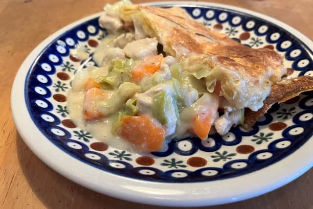 The Chicken and Leek Pie was absolutely stuffed with filling, and it tasted delicious.