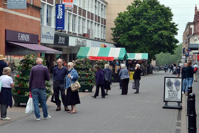 Shoppers in Chesterfield town centre after lockdown restrictions were eased.