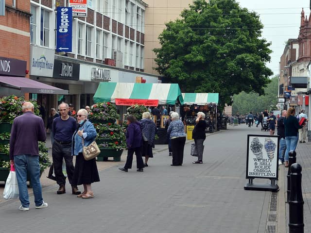 Shoppers in Chesterfield town centre after lockdown restrictions were eased.
