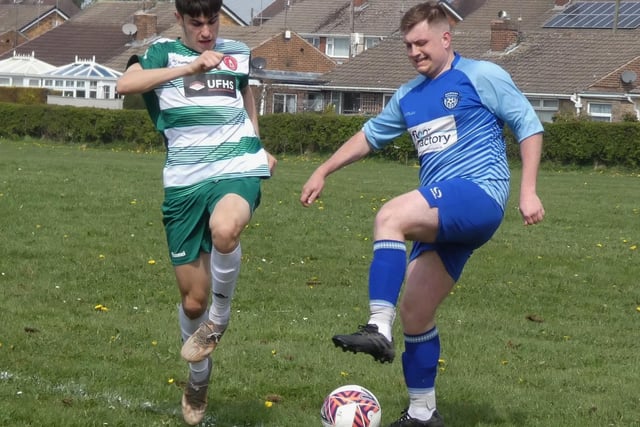 Dronfield Town (green) romped to a 6-2 win over Shinnon in Division Three of the Chesterfield Sunday League.