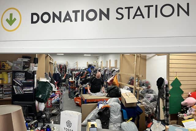 The Hanger's 'Donation Station', which has seen up to 1,000 bags donated in a single day