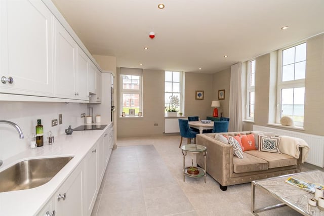 Inside a two bedroom penthouse style apartment in Royal Haslar, Gosport, in 2021. It is on sale for £510,000. Picture: Fox and Sons