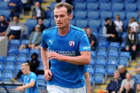 Liam Mandeville scored both of Chesterfield's goals in the win against Grimsby.