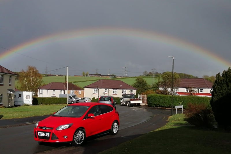 Jeanette Carpenter spotted this rainbow as it brought some much-needed colour to the dark grey sky