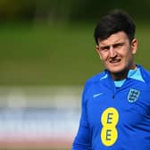 Harry Maguire of England looks on during a training session at St George's Park on September 22, 2022. Photo: Getty.