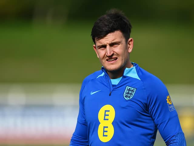Harry Maguire of England looks on during a training session at St George's Park on September 22, 2022. Photo: Getty.