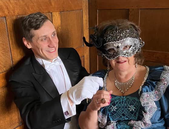 Craig Arme plays Einstein and Clare Proctor is cast as his wife Rosalinda who masquerades as a mysterious Hungarian countess in Die Fledermaus at Debry Theatre on October 28 and 29, 2022.