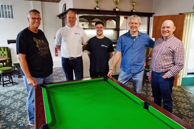 Liam Beckett, Tom Kirkland, Mike Mann, Clive Harvey and Andy Mallender at the Hasland Club.