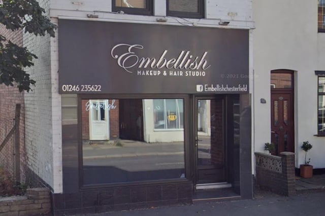 Embellish Hair & Makeup Studio, 338 Chatsworth Road, Chesterfield, S40 2BY. Rating: 5/5 (based on 92 Google Reviews).