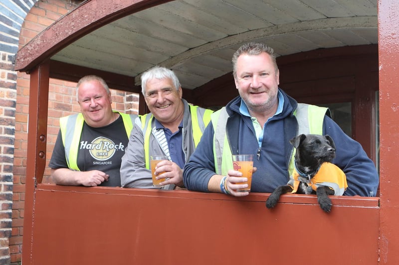 Mick Hartshorn, Steve Briggs and Mal Hartshorn at Rail Ale in 2018.