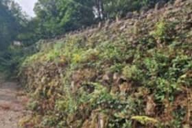 Pictured is the supporting wall which runs along the A6 between Matlock and Whatstandwell
