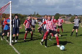 Action from Wingfield White Hart's 4-1 win over Spartans Reserves. Photo by Martin Roberts.