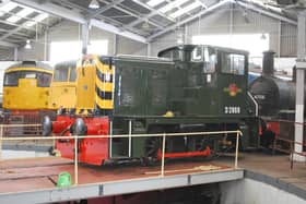 A diesel shunting locomotive on Barrow Hill Roundhouse's famous turntable.