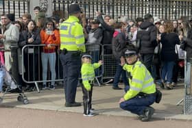 Florence on crowd control duty at Buckingham Palace