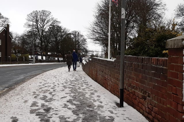 Residents in Easington braved the conditions to take their daily exercise.