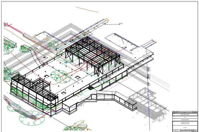 Drawings of the steel structure for the new Urgent and Emergency Care Development (UECD) at Chesterfield Royal Hospital