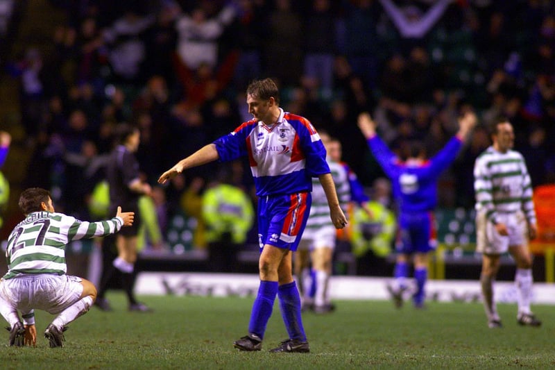 A home defeat to the part-timers in front of disbelieving eyes at Parkhead signalled the end of John Barnes' brief reign as Celtic manager.  Barry Wilson's early opener was levelled by Mark Burchill, but an own goal from Lubo Moravcik and a Paul Sheerin penalty sealed the win for Steve Paterson's Inverness.